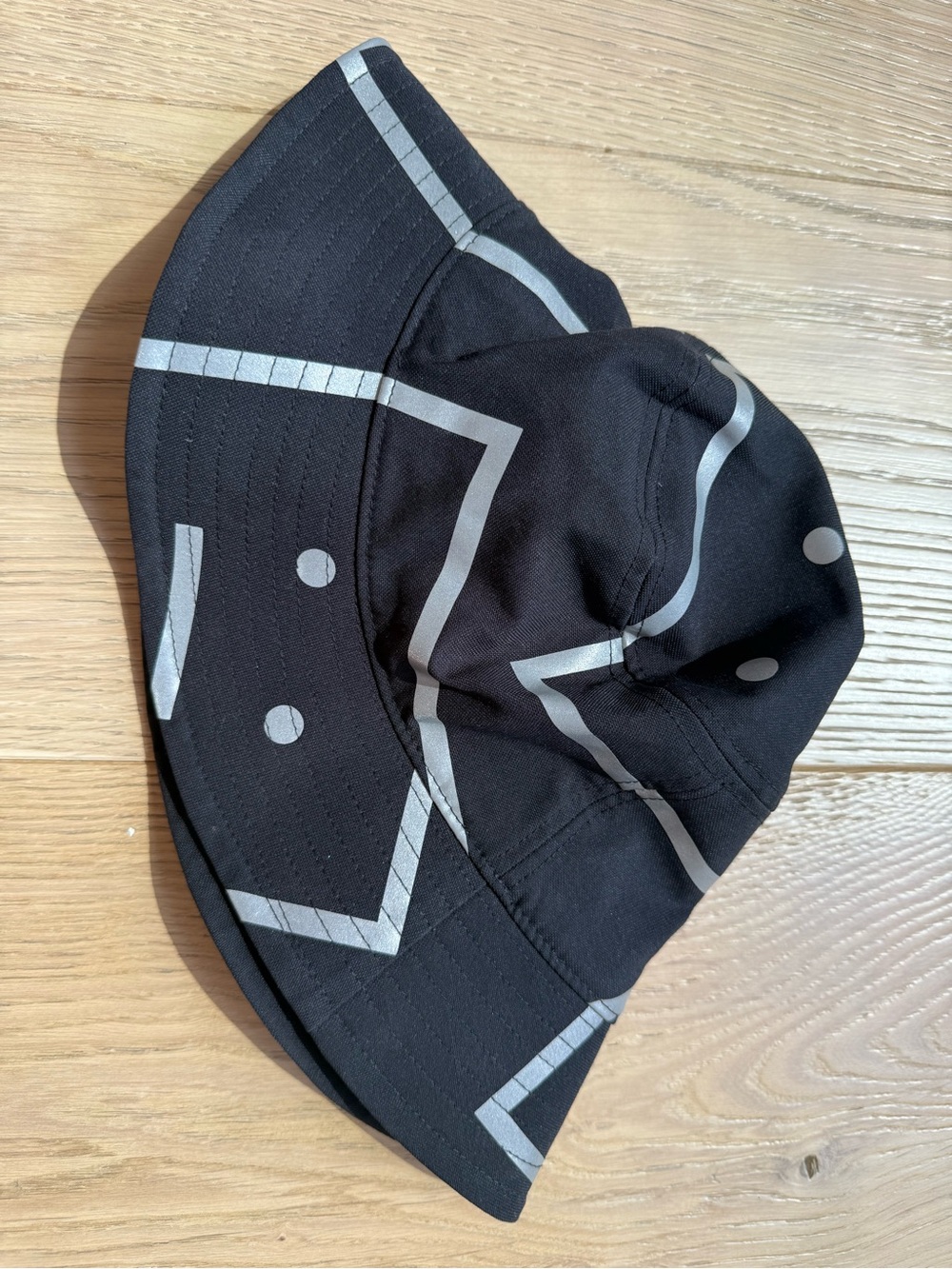 Acne Black Bucket Hat with Reflective Silver Accents